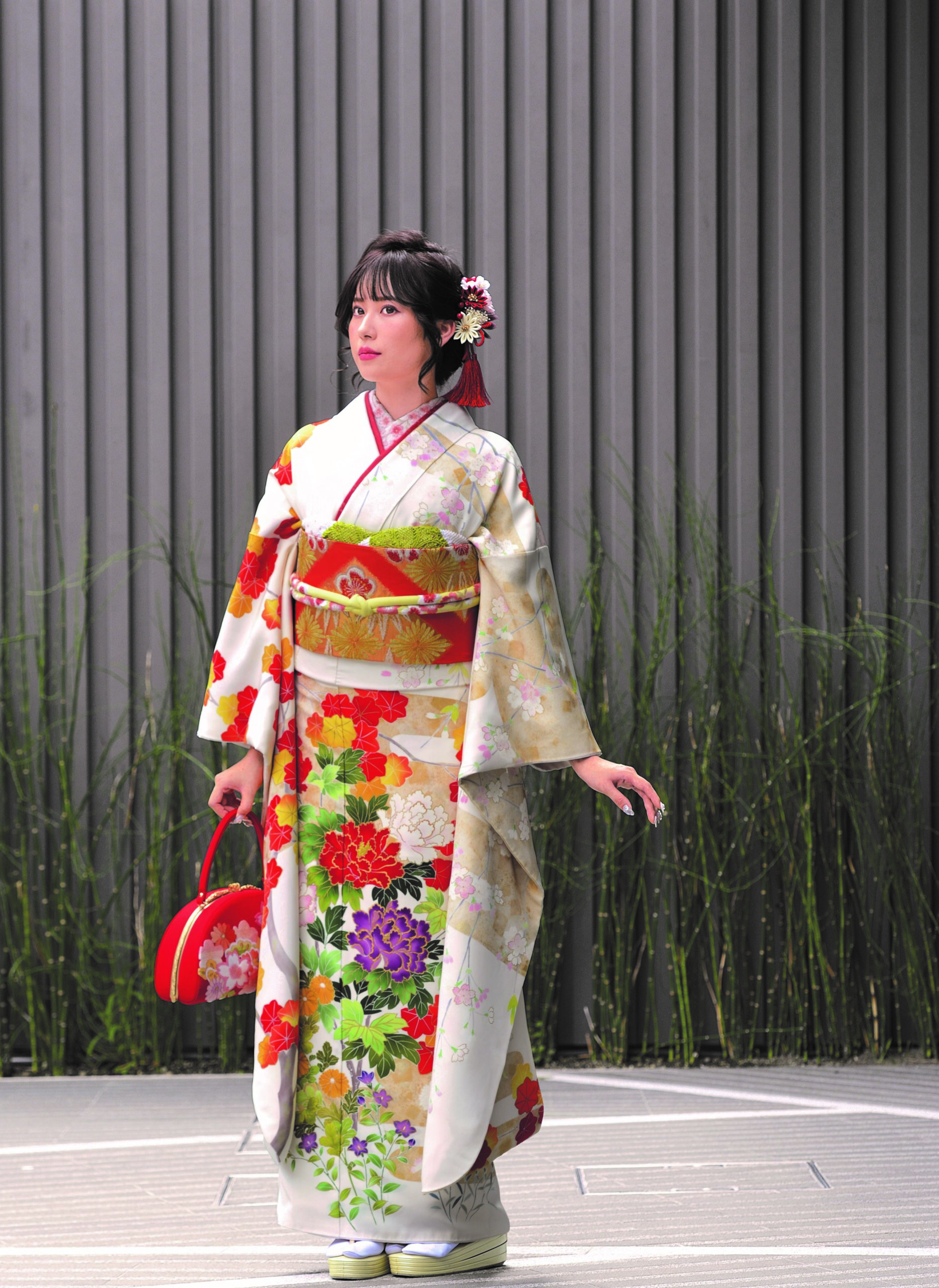 重衿 パールストーン5 黄色 絹100% 成人式 卒業 袴（重ね衿 パール  